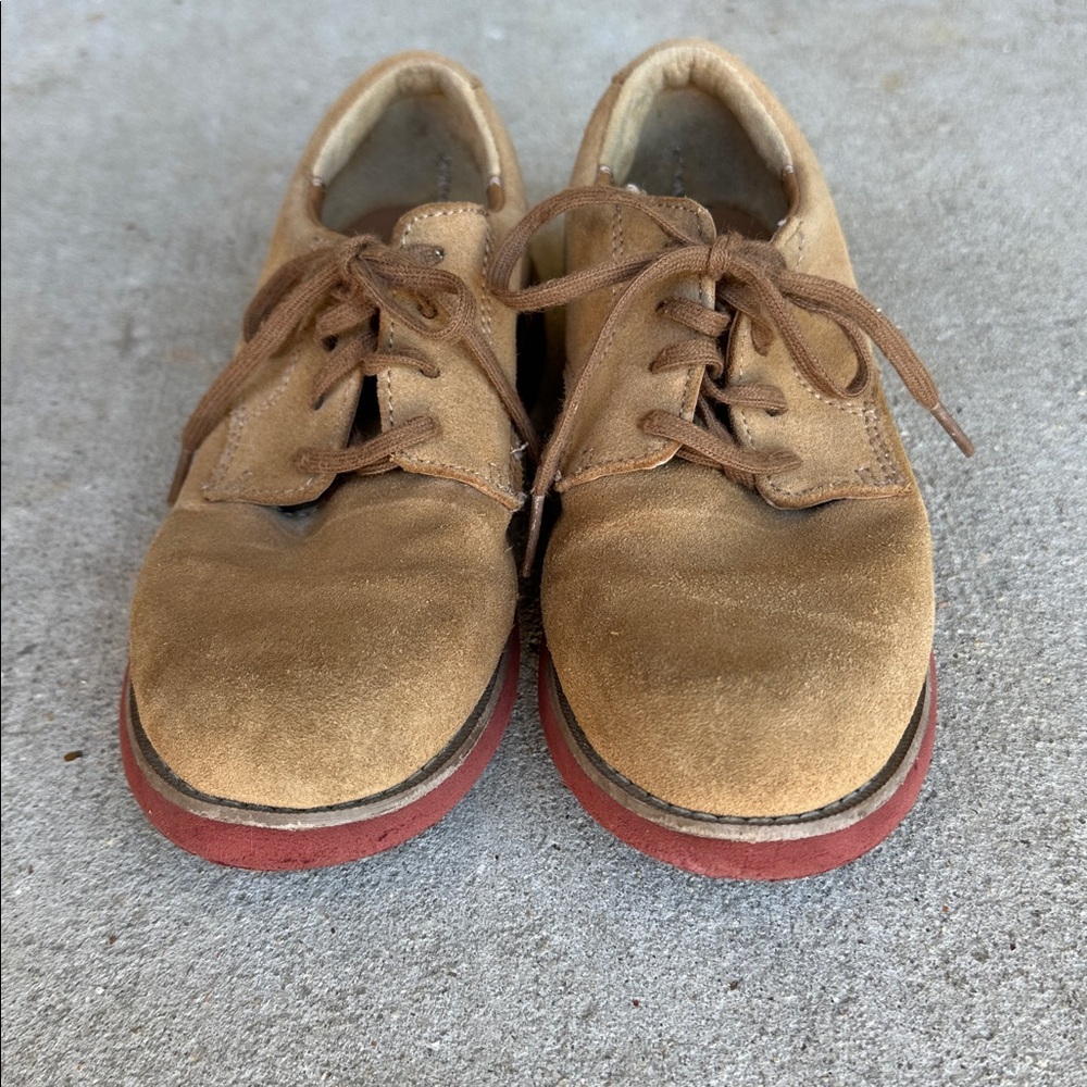 Tan Sperry Top Sider Suede Lace-Up Shoes with Red Soles- Size 1